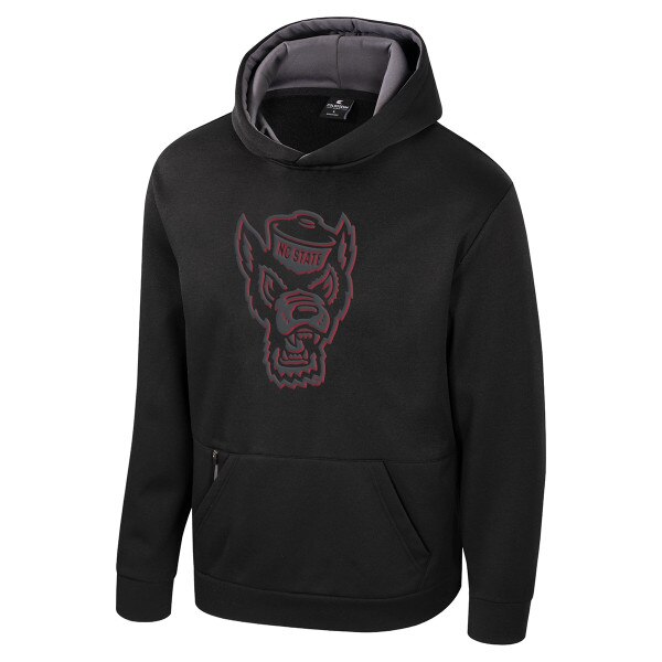 Black Youth Hoodie - Tonal Wolfhead